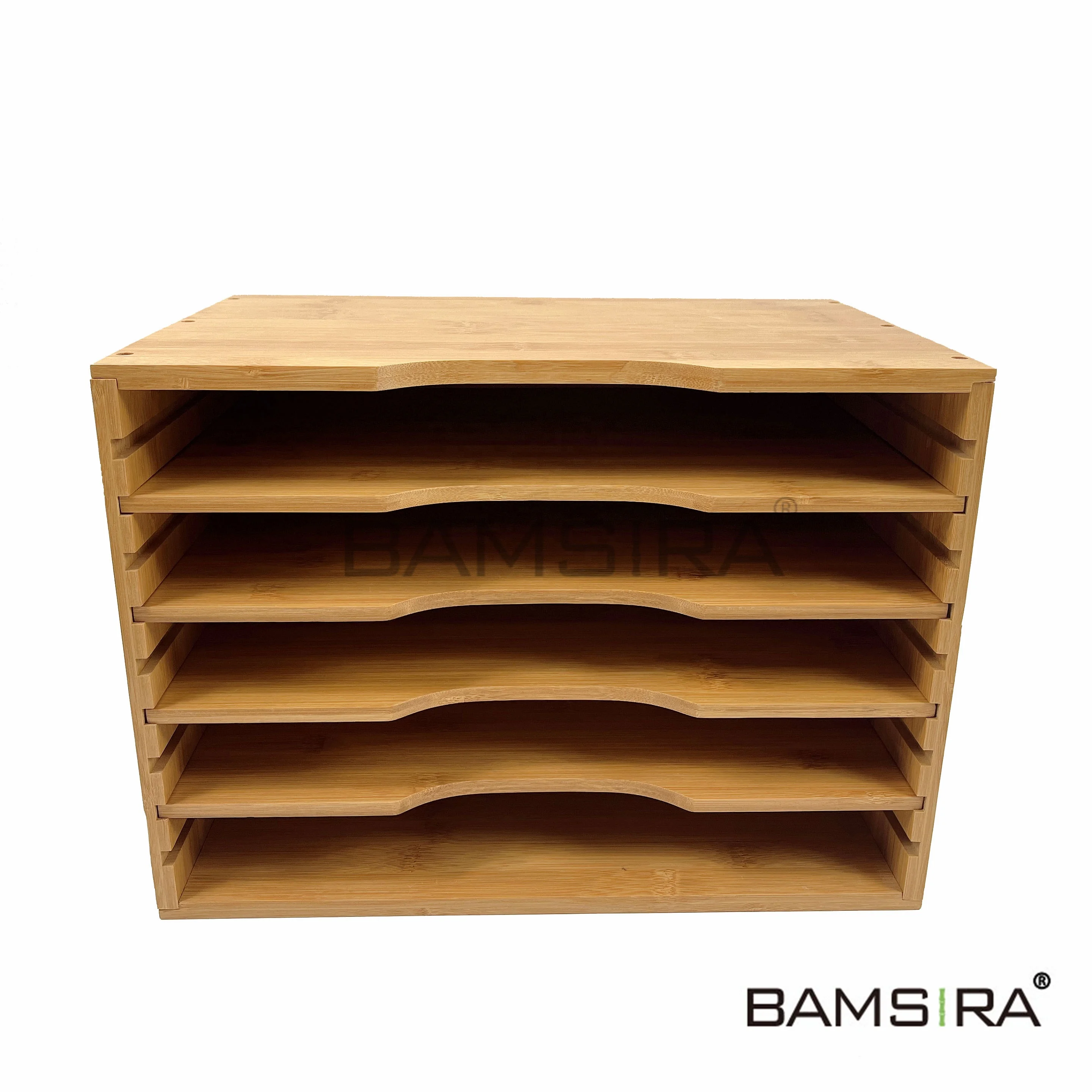 Height Adjustable Bamboo Wood File Organizer With 4 Dividers 100% Bamboo Desk Organizer File Organizer