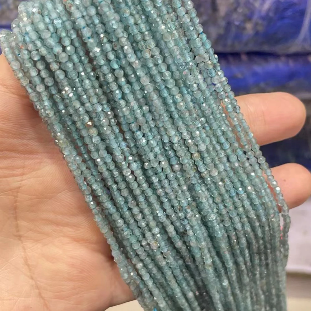 2mm Tiny Size Gemstone Beads Loose Faceted Stone Beads Natural Blue Apatite Faceted Beads For Jewelry Making (AB2118)