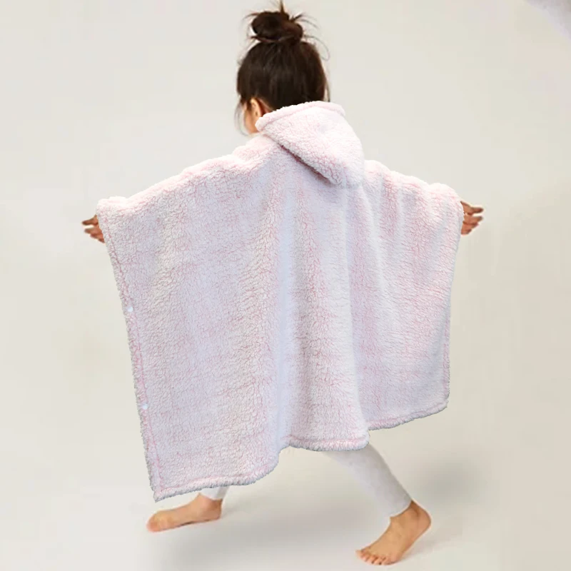 Wholesale Custom Oversized Microfiber Super Soft Poncho Wearable Blanket TV Blanket for kids and adult