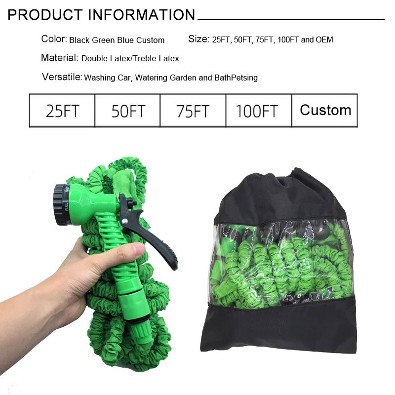 GEDENG 50-200ft American 10 Function Spray Nozzle Expandable Garden Water Hose