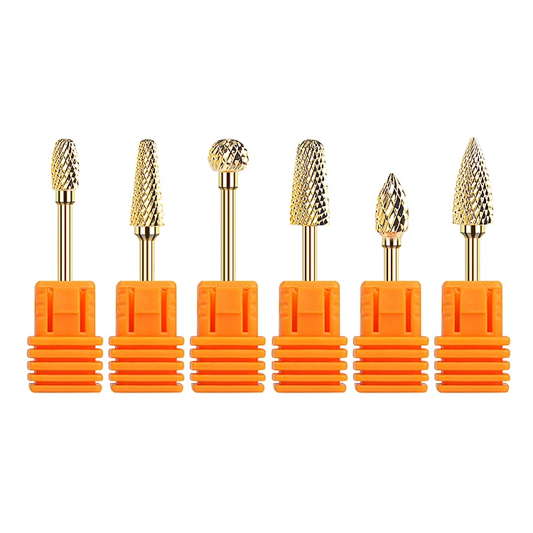Safety  Gold Tungsten Steel Nail Drill Bits Burr Milling Cutter