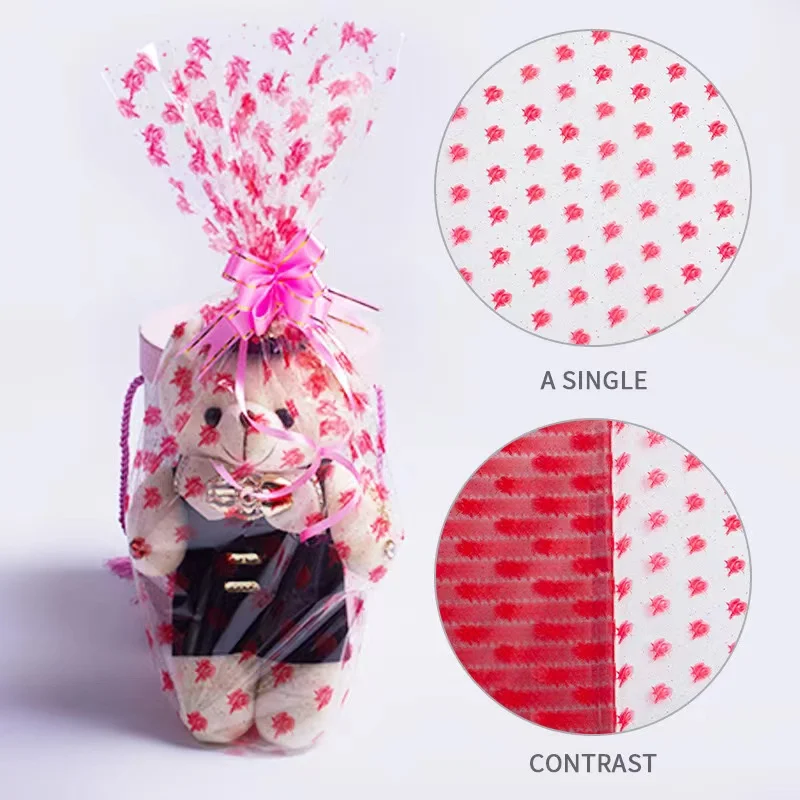 Custom Papel Celofan Sheets Floral Candy Printed Cellophane Paper For Wrapping