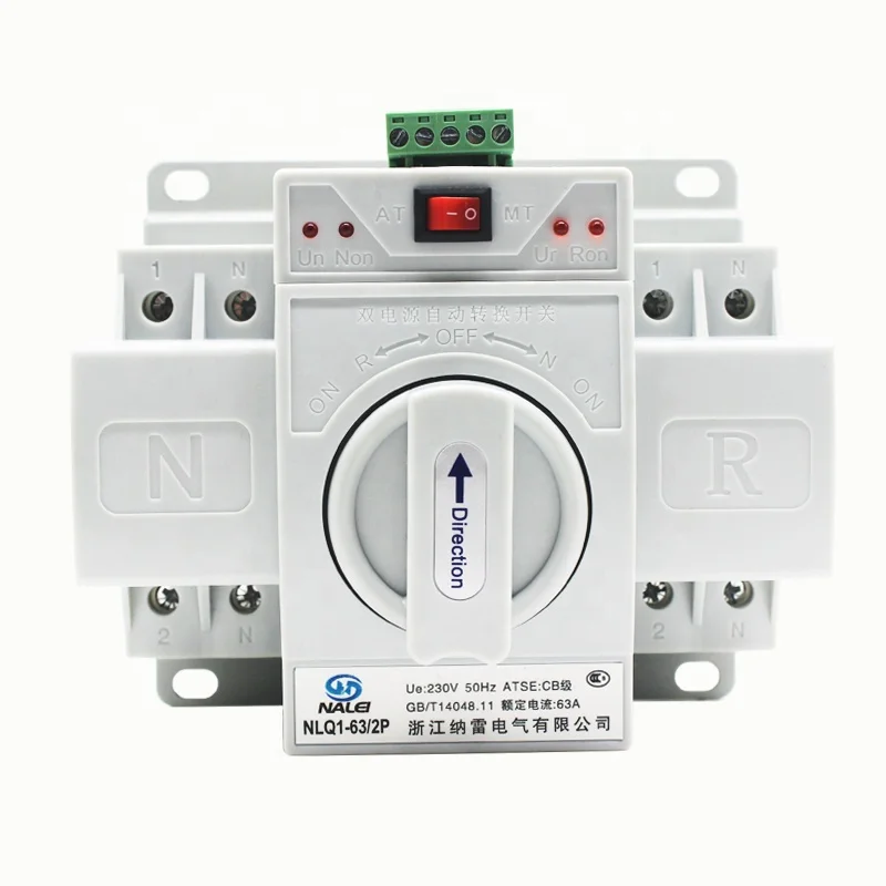 230V Automatic / manual switching  NLQ1-63/2P ATS 63A  220V Dual power automatic transfer switch