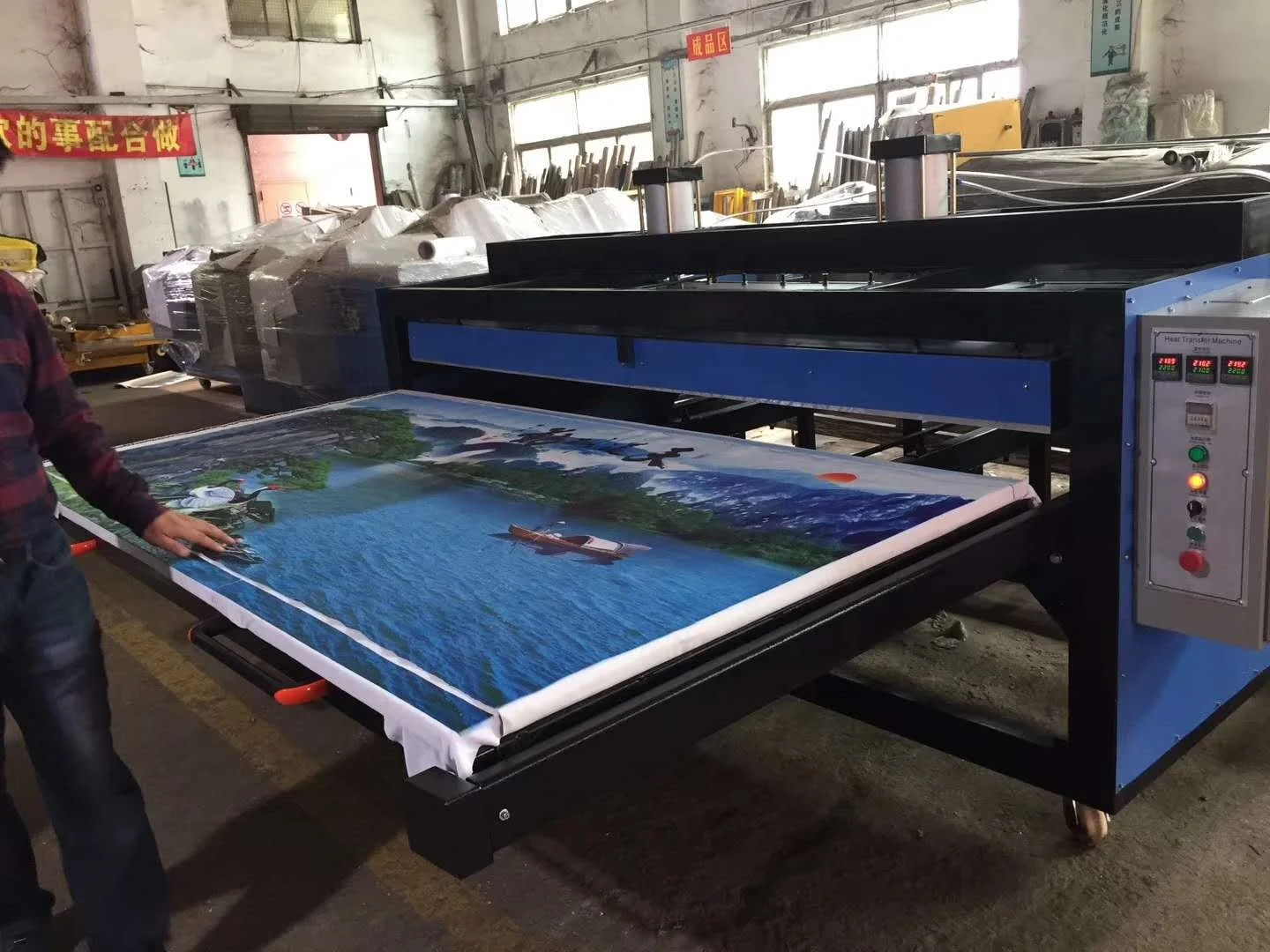Large print double air cylinder 315x255cm heavy pressure fabric bedding sublimation artwork automatic heat transfer machine