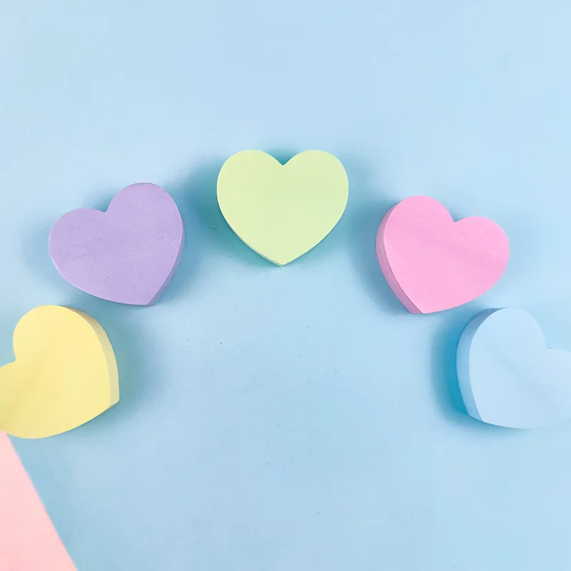 Wholesale 120 Sheets Colorful Heart Shape Sticky Notes for Stationary Supplies