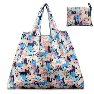 Eco Friendly Bag Reusable Nylon Foldable Shopping Bag With Pouch Polyester