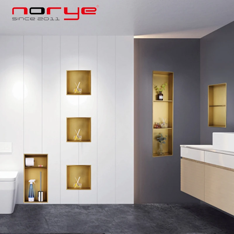 waterproof shower niches Embedded Bathroom Metal Shelf Closet Living Room Storage Niche