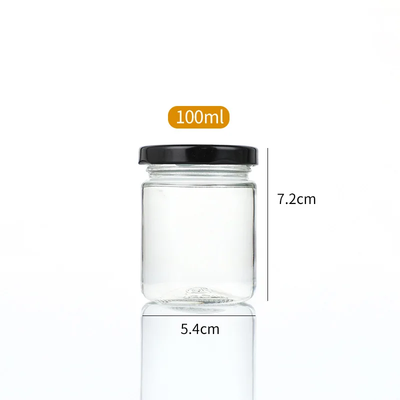 Hot products 150ml/500ml round iron lid Transparent glass jar for pickles bottle beef pepper jam honey Canned Food glass jar