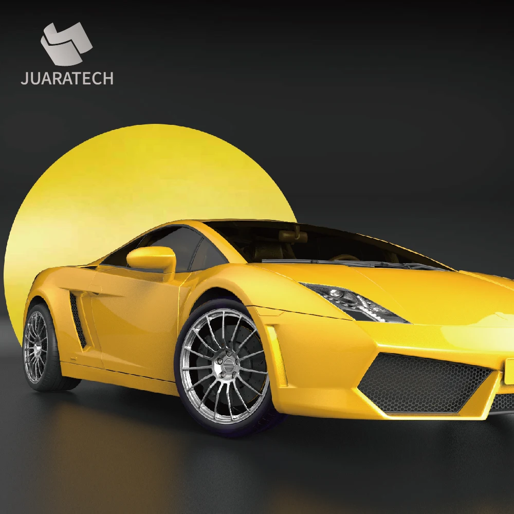 JuaraTech Yellow Color Chrome Tinted Lightening Metal PVC Car Vinyl Wrap Film