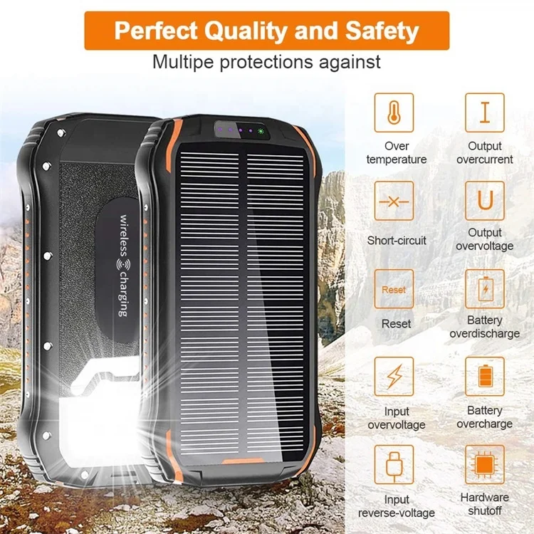 Best Wholesale Price Portable Solar Charging Power Bank Wireless Charger 26800 mAh