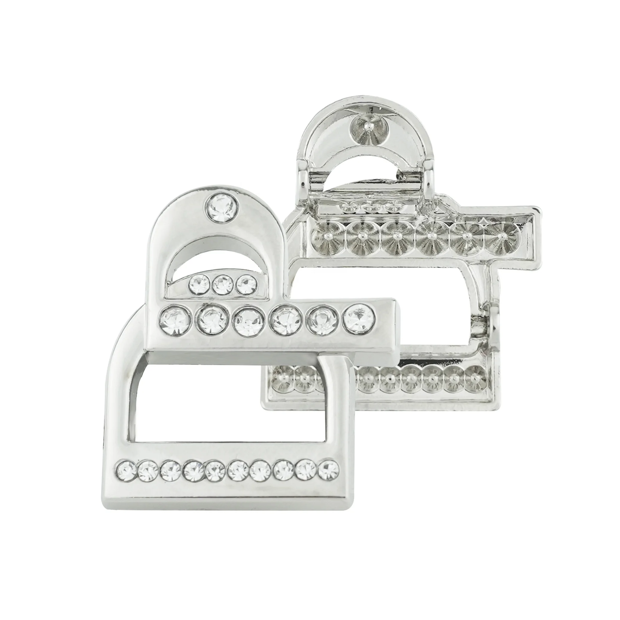 JinYi Hardware Factory OEM ODM Brand Logo Design Zinc Alloy Custom Sewing Rhinestone Garment Metal Label Tag