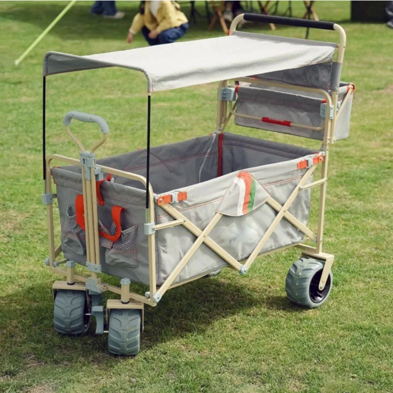 Outdoor campervan Push-pull Sun protection picnic cart Table board camping trailer foldable