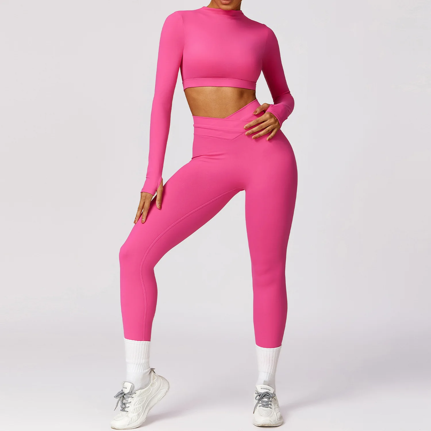 Custom Long Sleeve Activewear Outfits Women Workout Clothing 2 Piece Quick Drying Gym Fitness Sets Yoga Set for Women