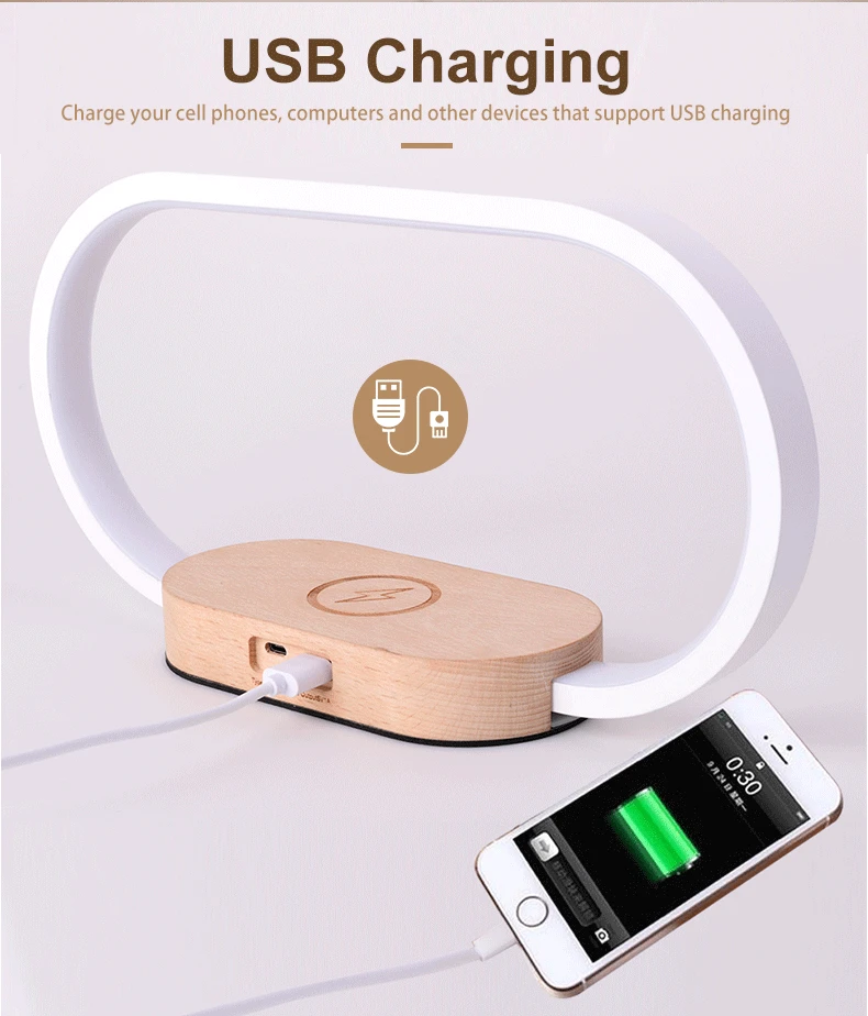Luxury Multifunction Mobile Phone Fast Charging Portable 10W Colorful Night Light Table Alarm Clock Wireless Charger For iPhone