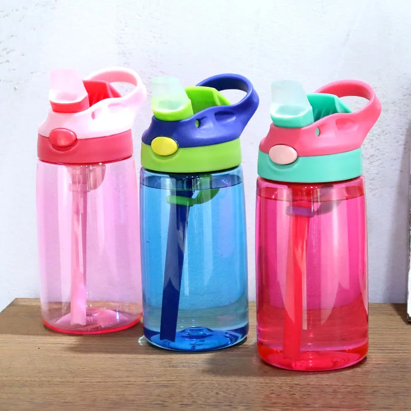 New 500ml Bpa Free kids Clear Plastic Water Bottle With Straw Drinking Children Drink School Cute Giant Water Bottle For Kids