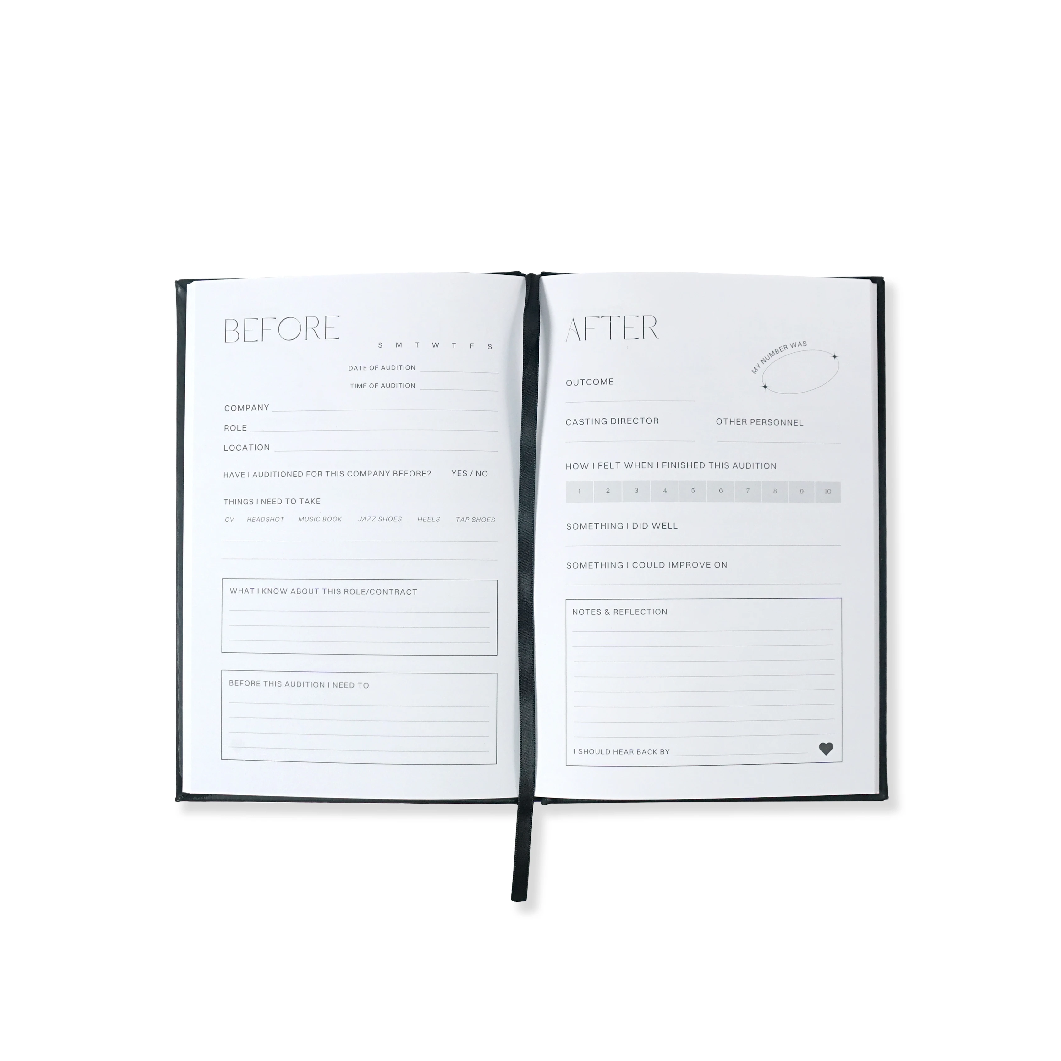 Custom Printing Reflection Journal Diary Notebook Black Leather Daily Planner Monthly Self Care Wellness Hardcover Workbook