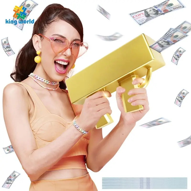 Newest Gold Brick Money Spraying Gun Spray Machine Money Gun Shooter Cash Cannon Rain Flying Color Super Money Gun