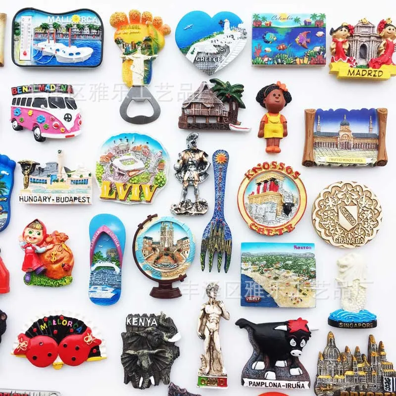The world travel decorative crafts resin magnet refrigerator sticker