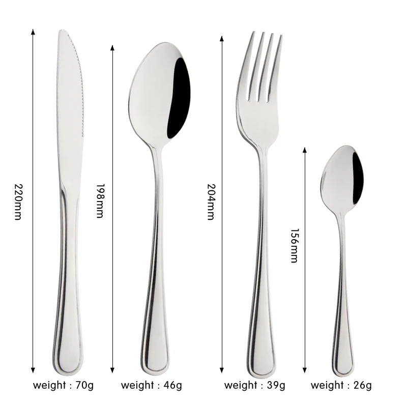 knife spoon fork tea spoon Manufacturer Wholesale Stainless Steel Simple design stainless steel best tableware set