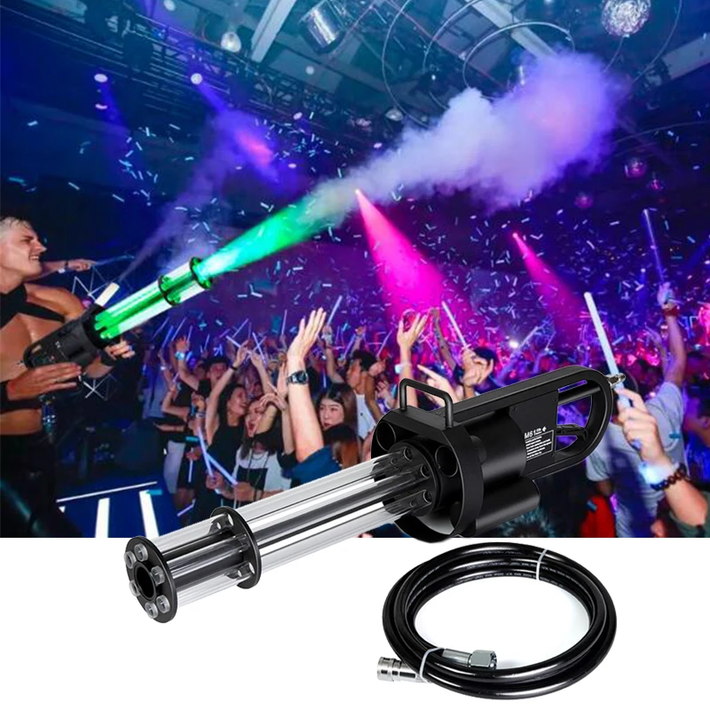 High Quality Handhold Rotate LED CO2 Gatling Jet Gun Machine Six Dots Automatic colorful Gun for Dj Wedding Party Stage Disco