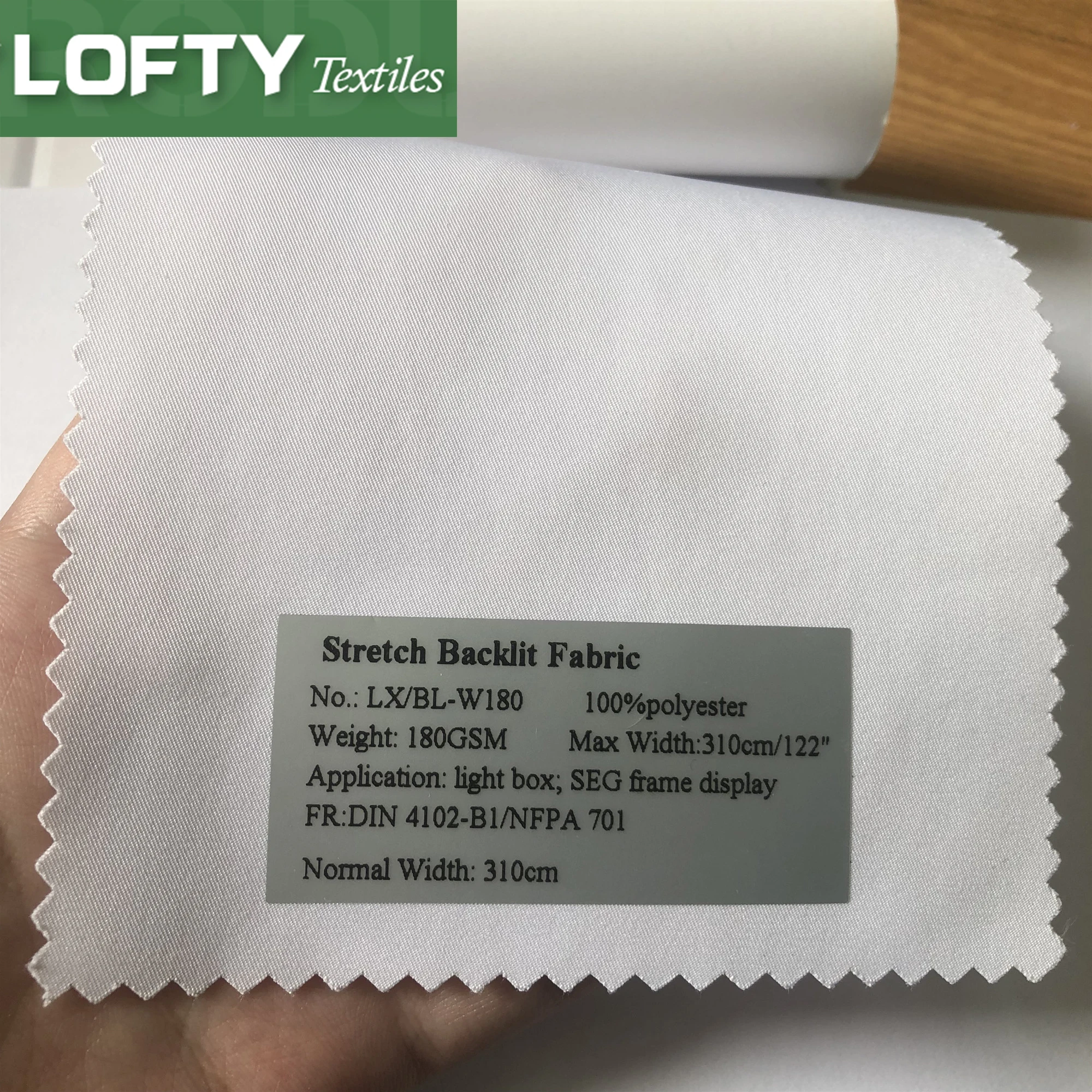 180gsm Lightbox fabric with light diffusion layer, for brilliant images, ideal for sublimation print, very soft.