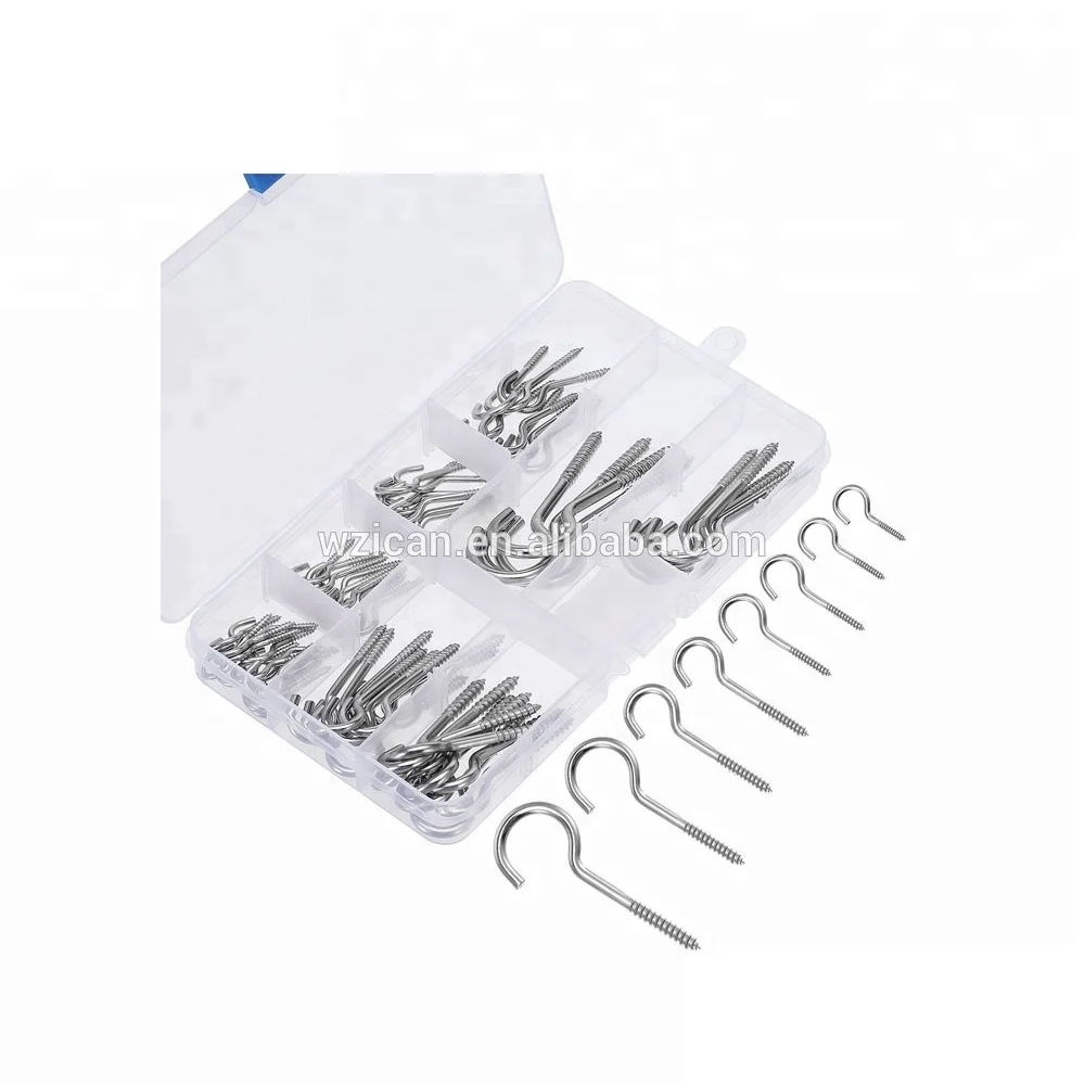 Ceiling Hook  Zinc Plated Cup Hooks 75Pieces screw hook Assortment Kit,