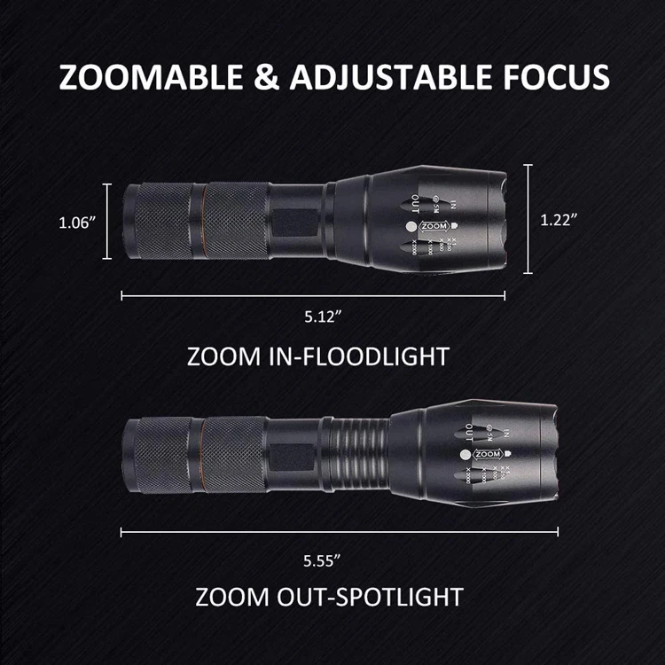 
High power LED flashlight tactical zoom focus adjustable torch flash light waterproof rechargeable tactical flashlight for hi 