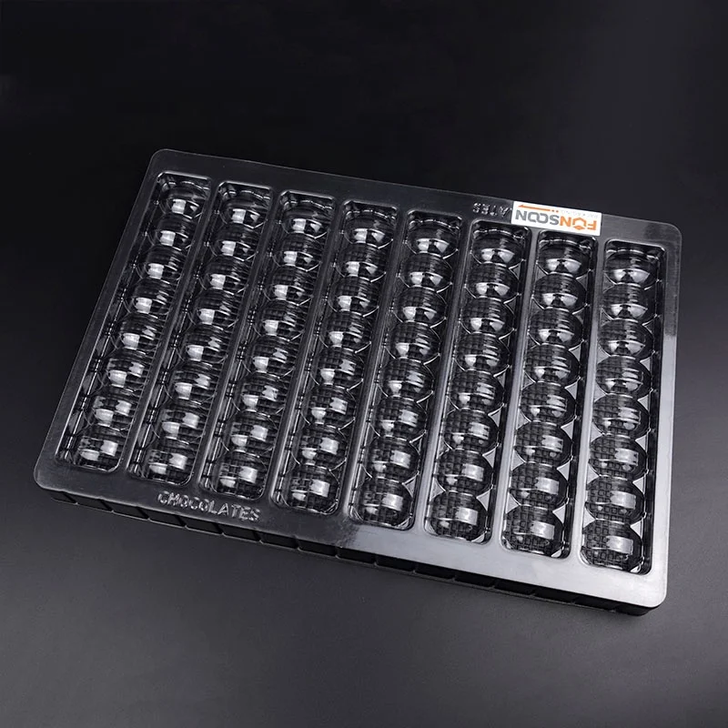Custom 48 chocolates plastic blister tray with clear lid truffle candy display packaging