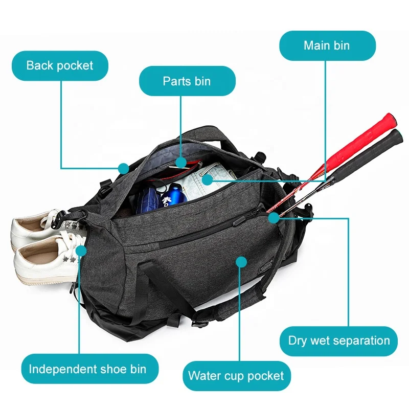 Dry wet separation Badminton Bag Waterproof Sports Racket Equipment  backpack Sport Kit carry shoulder dual purpose bags