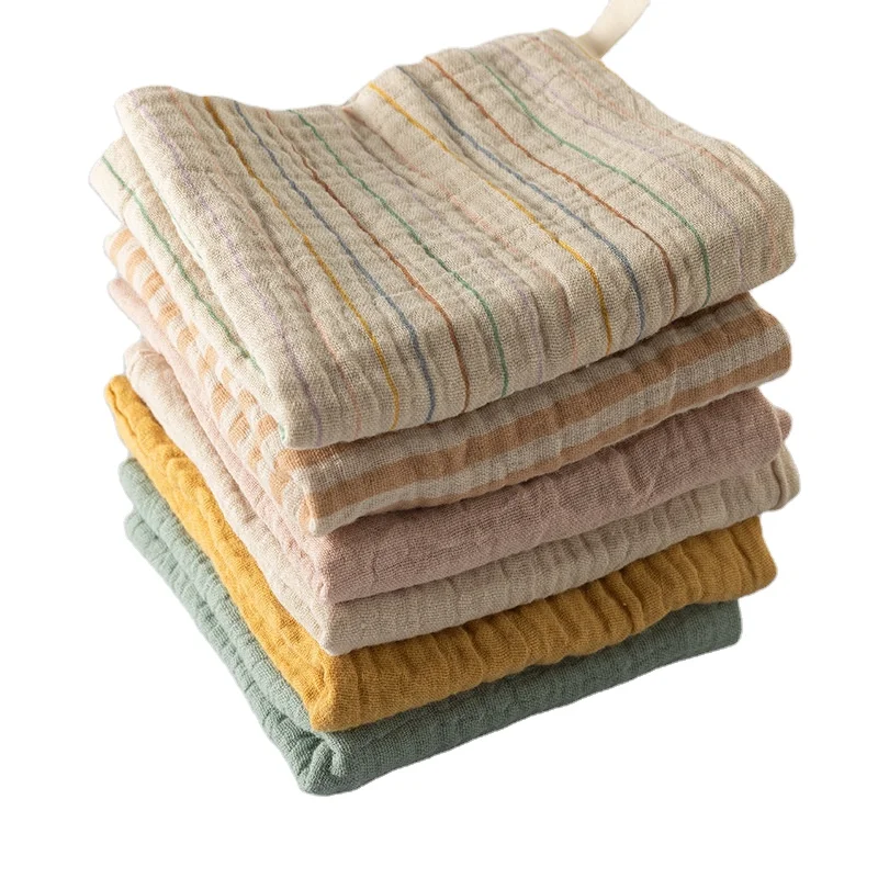 OEM Baby Washcloths 2 Layer Soft cotton muslin blanket for Newborn Bath Face cleaning  Natural Baby bibs for Delicate Skin