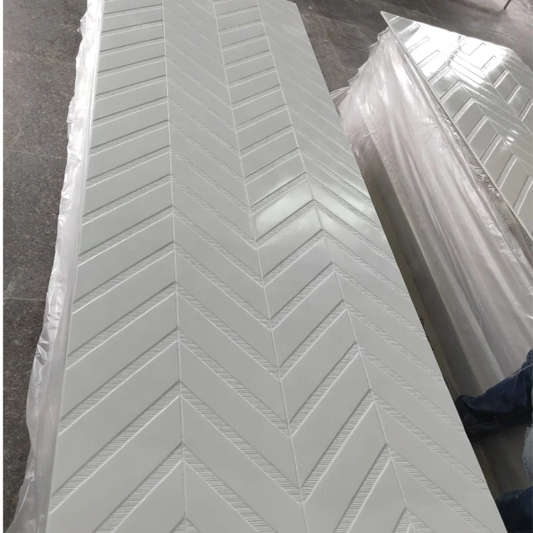 Xiamen Cultured Marble Factory Price  Resin Cultured Marble Chevron 3*8 Shower Wall Panels
