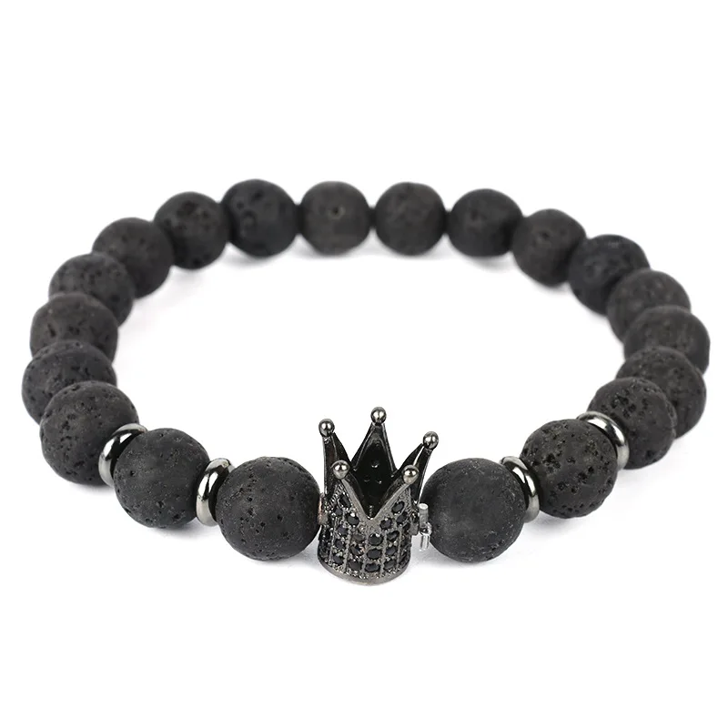 Wholesale Popular Hot selling accessories micro inlaid black crown creative volcanic rock Bracelet