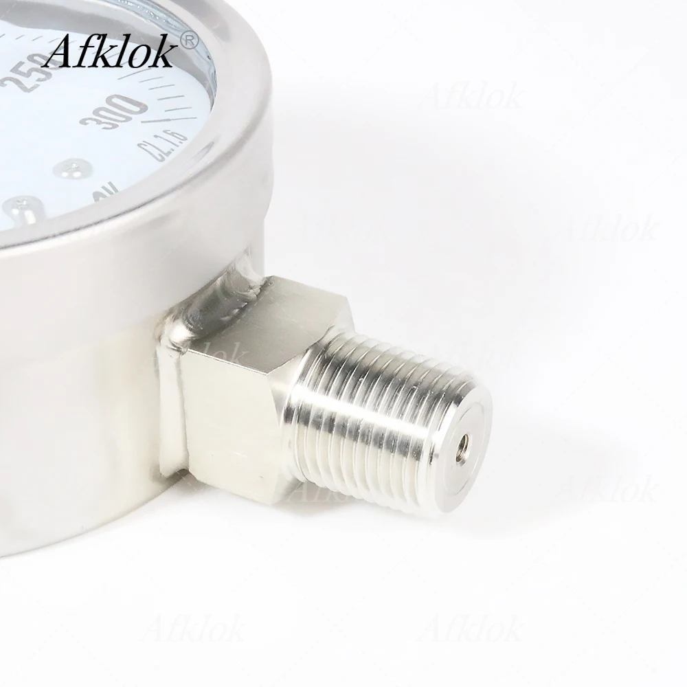Stainless Steel Case Oil Pressure Gauges For Liquid or Gas 8/60/300/1000Kpa Dial 100mm Radial Connection 1/2in Male Threads