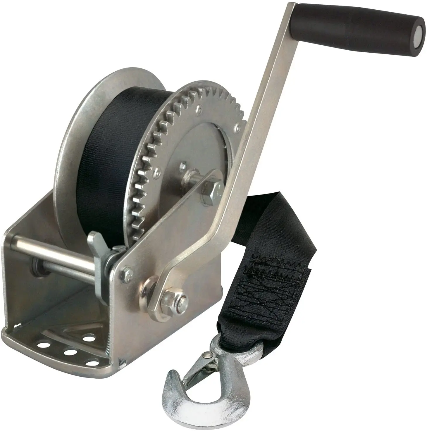 Heavy Duty Hand Winch 3500lbs Two-Way Adjustable Boat Trailer Winch with 10m (32.8ft) Strap Crank Strap Gear Winch with Hook
