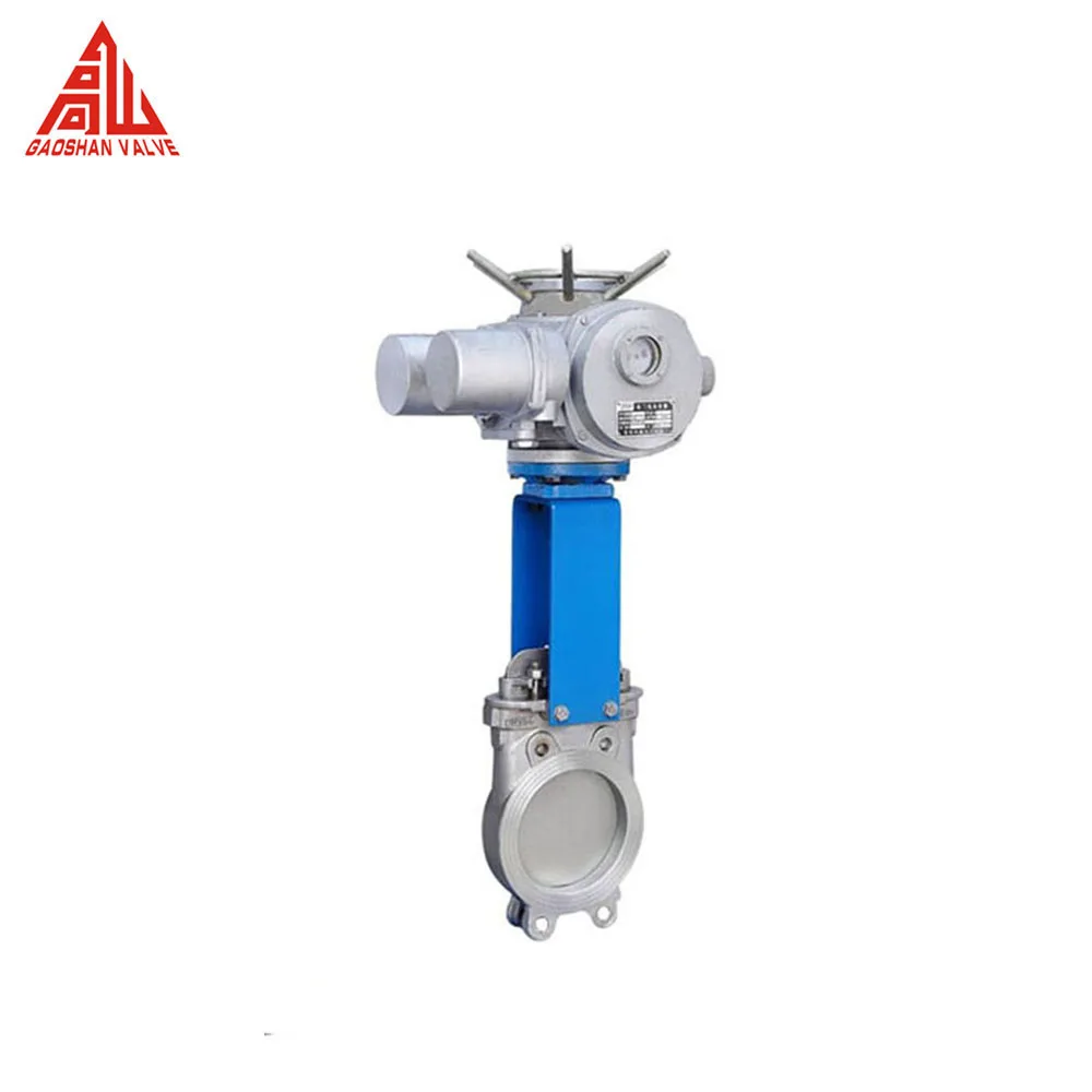 PZ973H Knife Gate Valve Motorized Stainless Steel CF8 CF8M Electric Knife Gate Valve