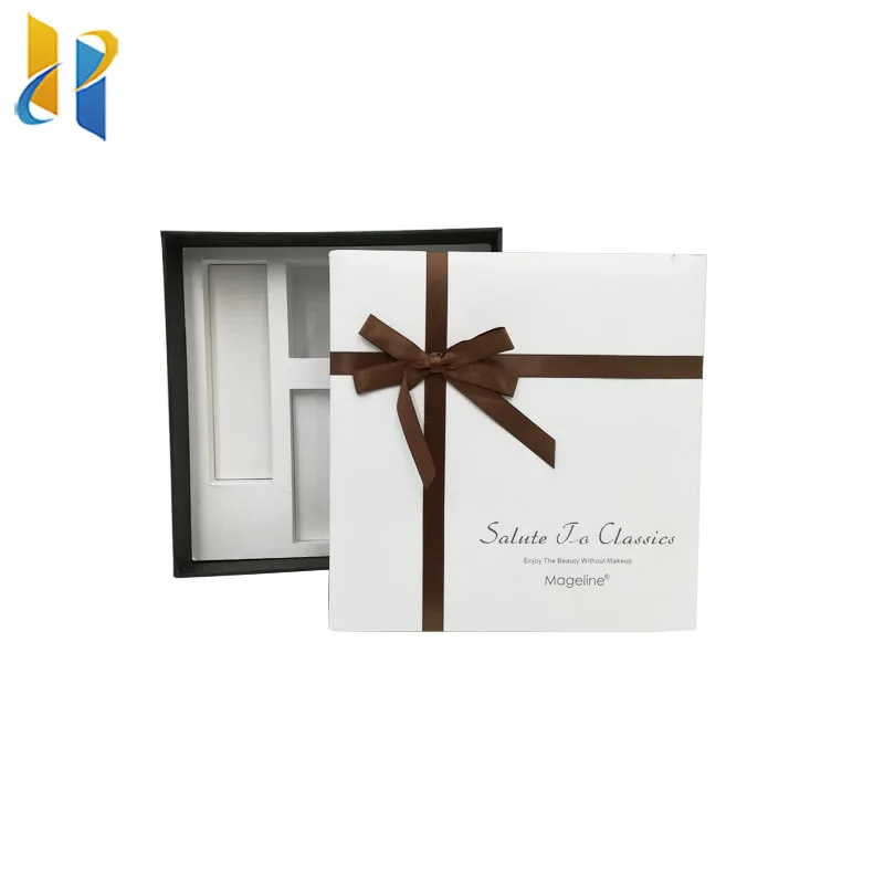 Christmas chocolate gift packing praline paper packaging box flat pack premium chocolate box with ribbon with foam window