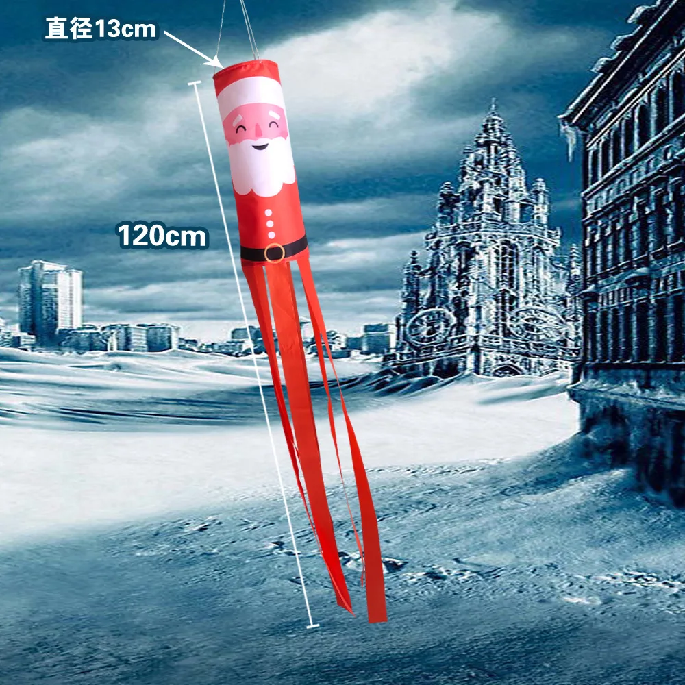 Custom 100%polyester Snowman Santa Claus Christmas Tree Christmas Windsock
