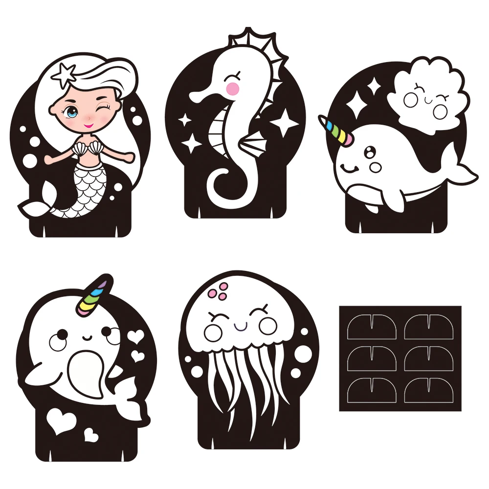 Custom Kids Cartoon Sea Animal DIY Foil Art Painting Set Color Your Own Foil Paste Diy Crafts