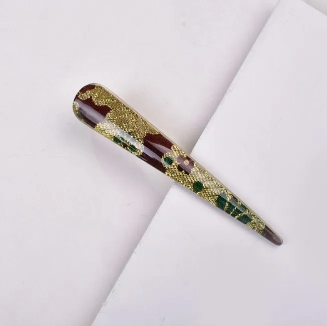 New creative hair accessories rhinestone duck beak with gold silk cloth acrylic ox horn with pan hair clip