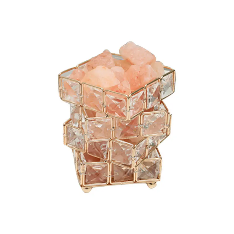 Magic cube four layer crystal table lamp natural crystal salt stone bedside night lamp princess bed decoration net red ins girl