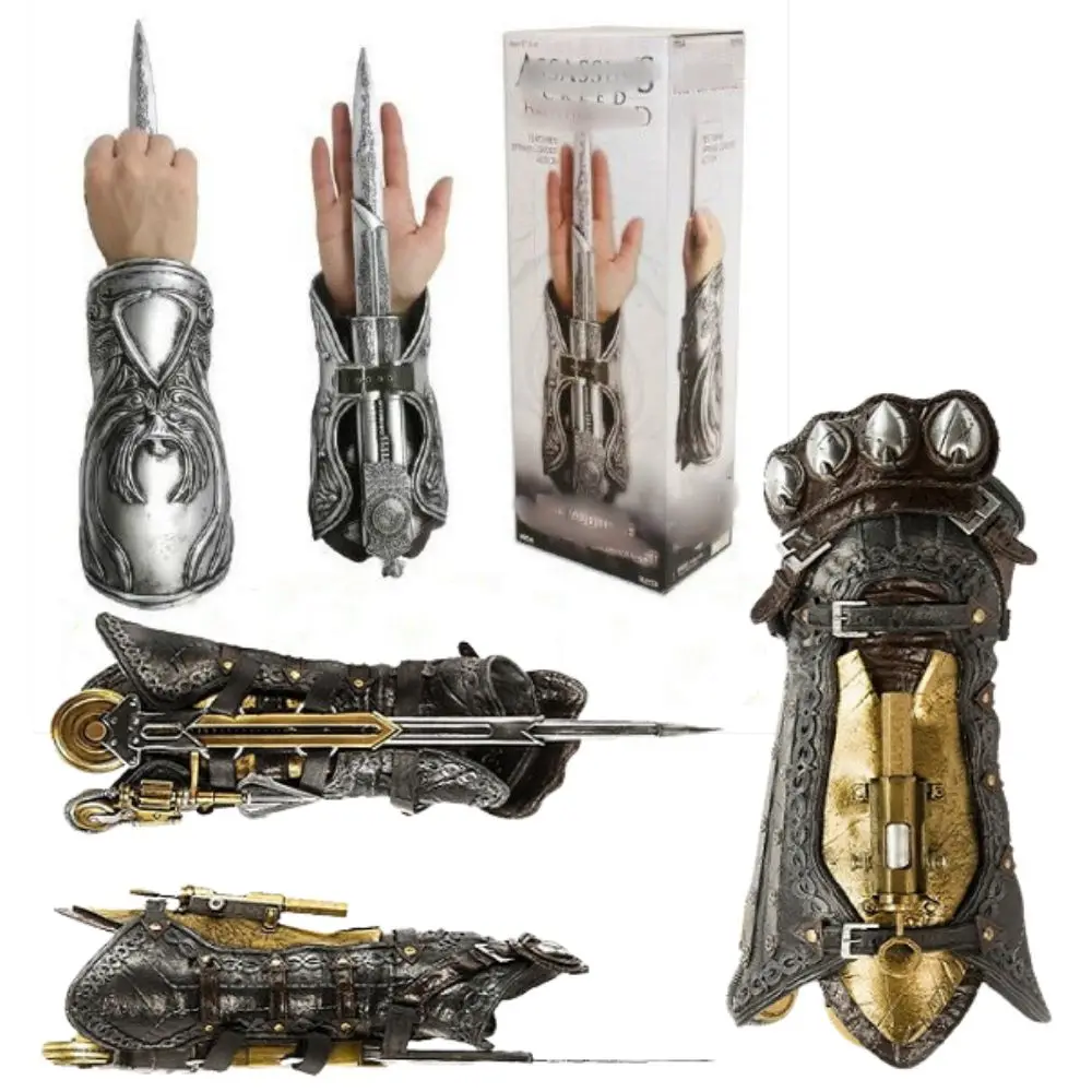 Assassin Sword Creed Weapon Kids Adult 40cm Game Assassin Cosplay Costume 1:1 Retractable Sleeve Arrows