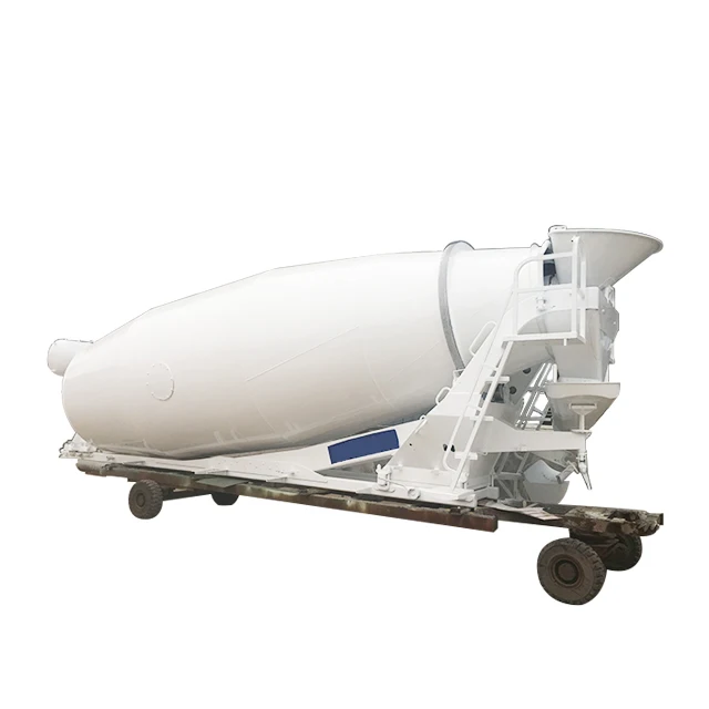 Factory manufacturing 3.0 Cubic Meters Capacity Used Flatbed Trailer Mobile Concrete Mixer Tank For Sale