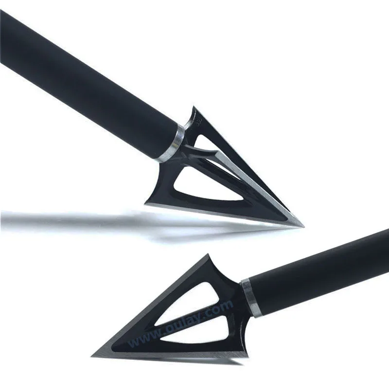 Archery Broadheads Arrow Tip  Black Fixed 3 Blades Stainless Steel Q2 Hunting Broadheads 100 Grain Arrow Hunting Head