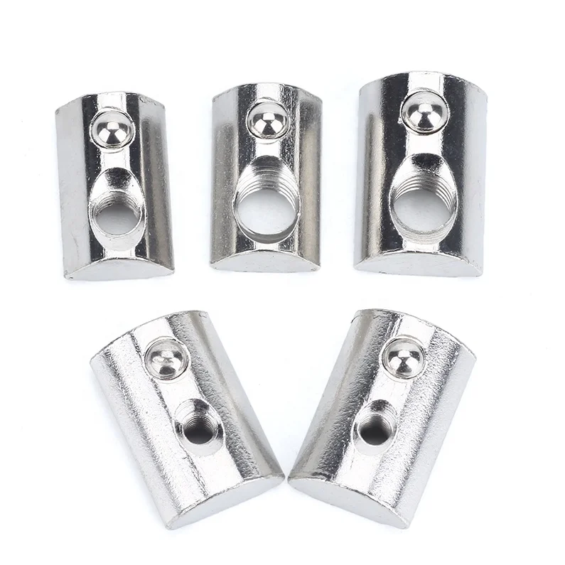 stainless steel  T  with ball  Roll In T Slot Nut With Spring Leaf For Aluminum Extrusion Profile 40 Series
