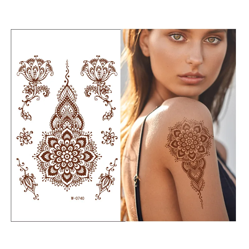 Wholesale Fashion Flash Temporary Red Henna Tattoo Waterproof Lace Mehndi Jewelry Butterfly Snake Tattoo Stickers