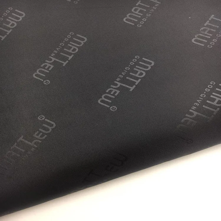 100% Polyester PA Coated Emboss Jacquard Print Polyester 210D Oxford Fabric Customized Logo Luggage Bag Lining Fabric