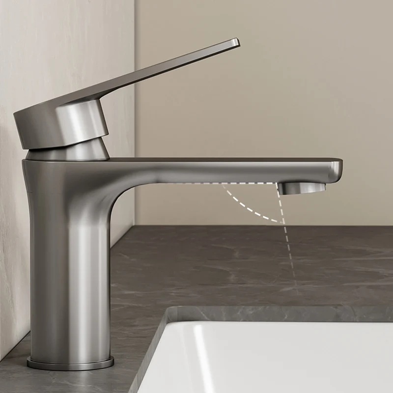 Modern Factory Custom Stainless Steel Bathroom Wash Basin Faucet Single Handle Hot Cold Deck Mounted Bathroom Sink Mixer Faucet