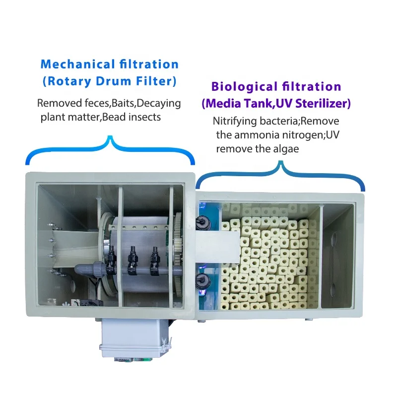 QihangRAS YCM-B1C рыбный пруд биофильтр с УФ-барабанным фильтром 1320 галлонов Koi пруд фильтр