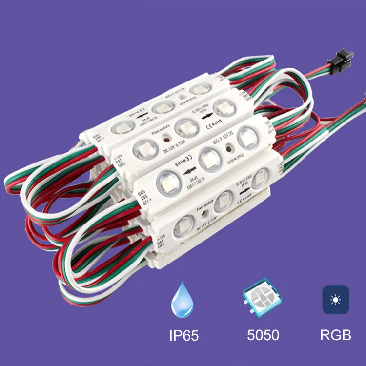 12V 5050 SMD 3 LED Module 2811 RGB Color Changing Lights Lamp, Outdoor Adhesive Waterproof Strip Lights