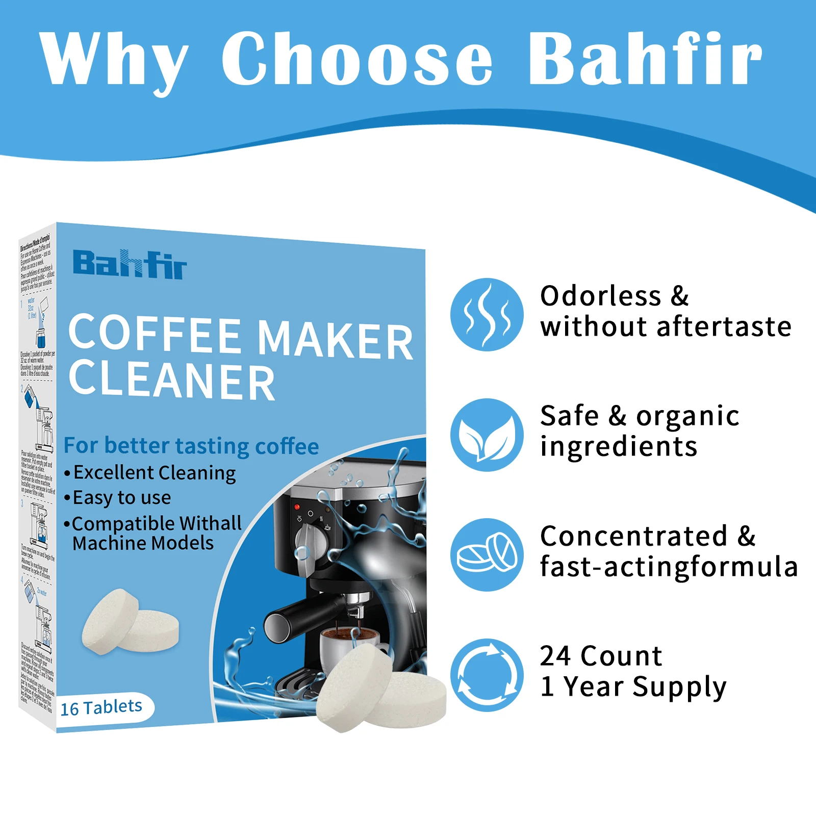 Coffee Machine Cleaner Descaling Tablets 16 Counts Effervescent Tablet